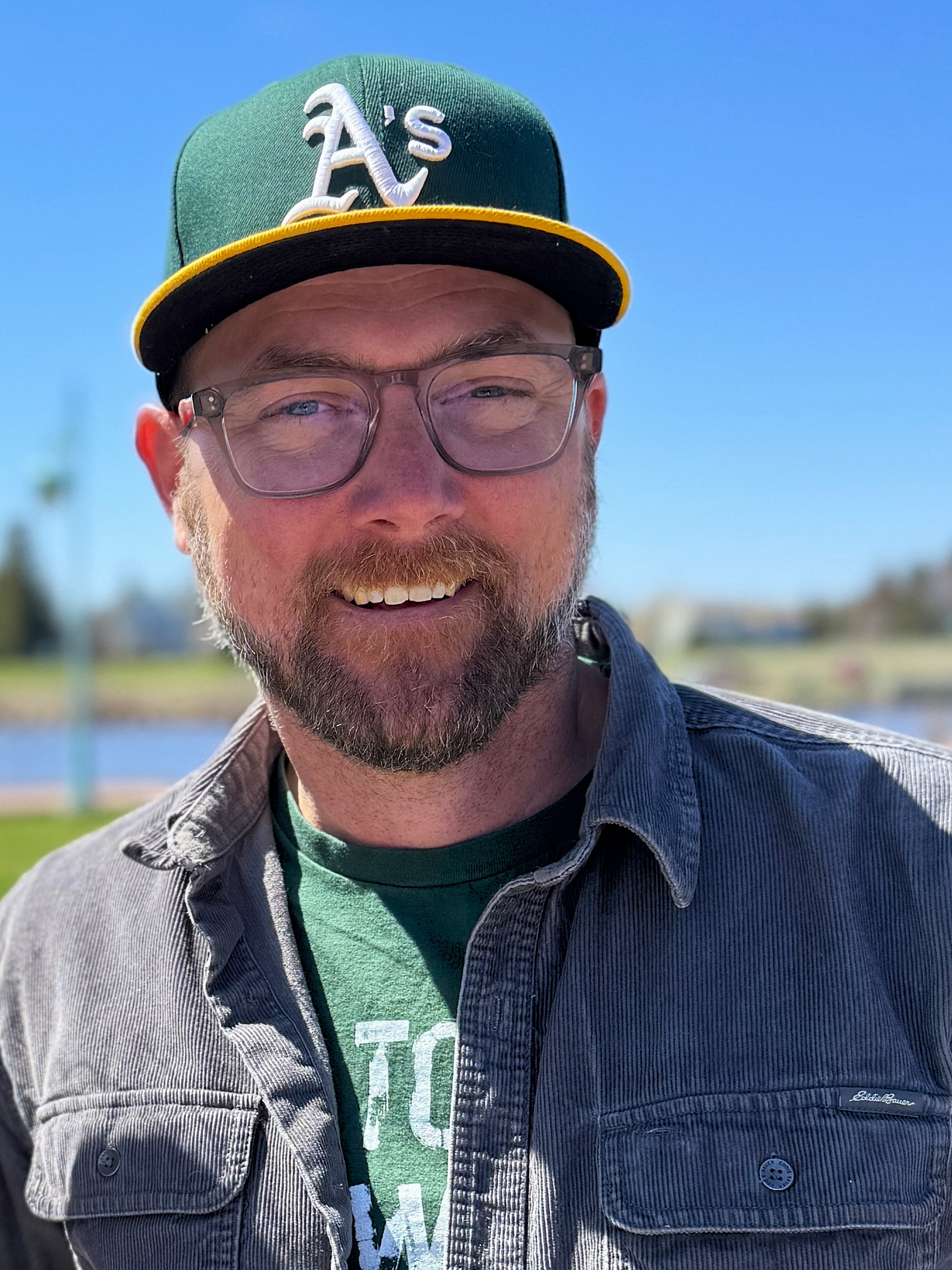 Ryan Feldbrugge in front of a blue sky